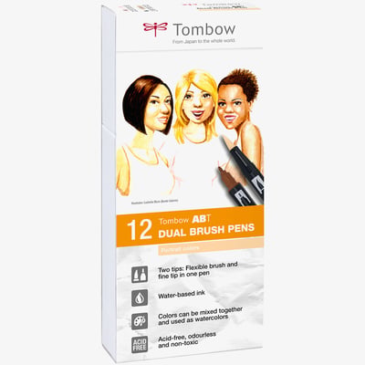 Tombow Tombow ABT Dual Brush Pens - Portrait Colours (Pack of 12)