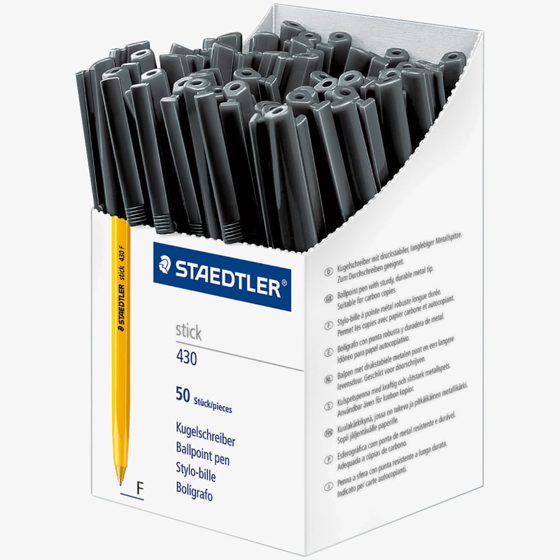 Staedtler Staedtler 430 Stick Ballpoint Pen - Fine - Black - Box of 50