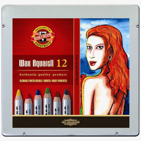 Koh-I-Noor Koh-I-Noor 8282 Wax Aquarell Coloured Pencils - Assorted Colours (Tin of 12)