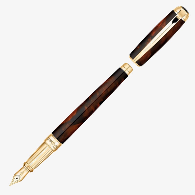 S.T. Dupont S.T. Dupont Line-D Large Fountain Pen - Atelier Brown & Gold