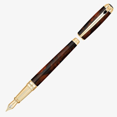 S.T. Dupont Line-D Large Fountain Pen - Atelier Brown & Gold