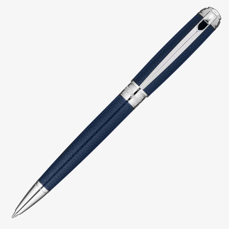 S.T. Dupont S.T. Dupont Line-D Medium Ballpoint Pen - Guilloche Blue & Palladium