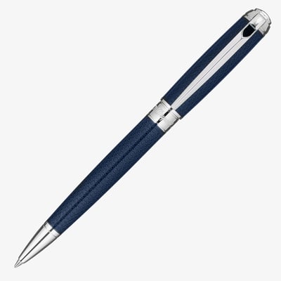 S.T. Dupont Line-D Medium Ballpoint Pen - Guilloche Blue & Palladium
