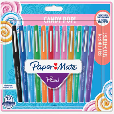 Papermate Papermate Flair Original Fibre Tip Pen - Medium - Candy Colours (Pack of 12)