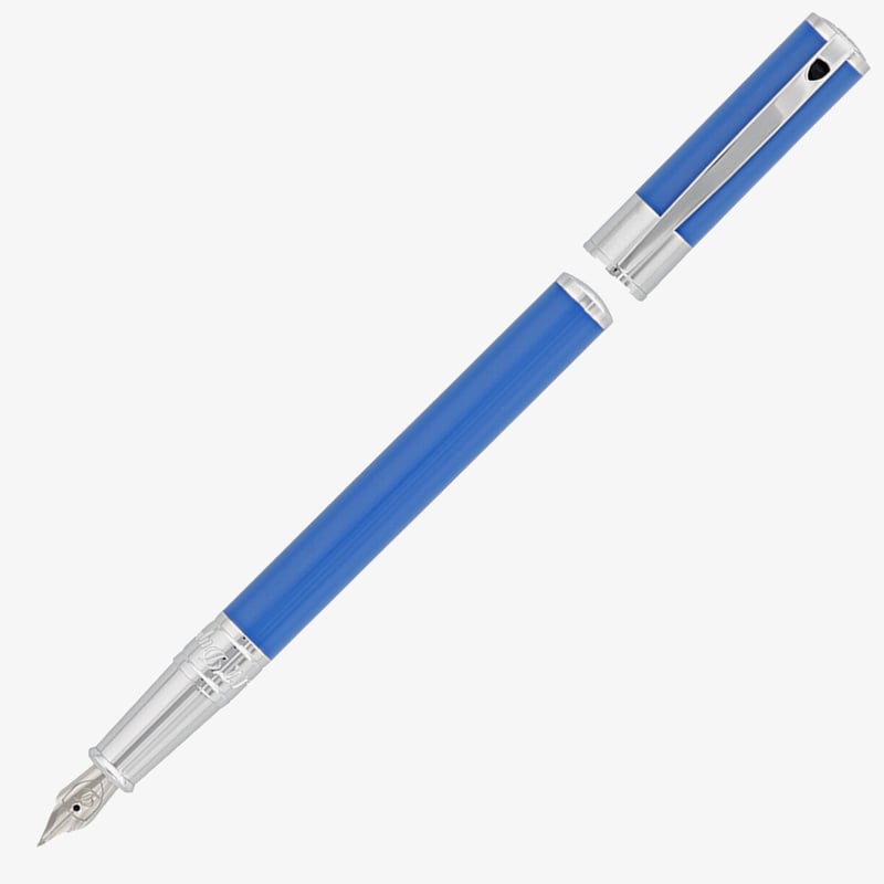 S.T. Dupont S.T. Dupont D-Initial Fountain Pen - Blue & Chrome