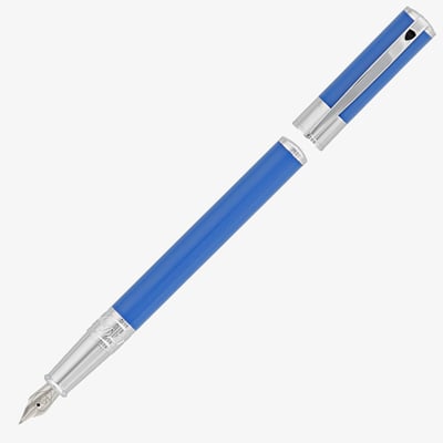 S.T. Dupont D-Initial Fountain Pen - Blue & Chrome