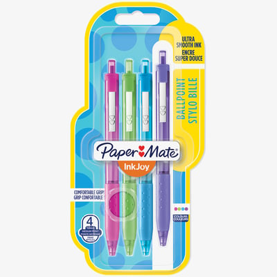 Papermate Inkjoy 300 Retractable Ballpoint Pen - Medium - Fun Colours (Blister of 4)