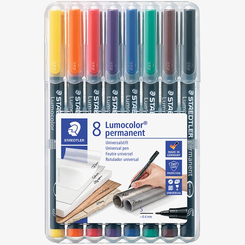 Staedtler Staedtler Lumocolor Permanent Pen - Superfine - Assorted Colours (Pack of 8)