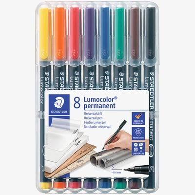Staedtler Staedtler Lumocolor Permanent Pen - Superfine - Assorted Colours (Pack of 8)