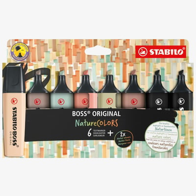 STABILO STABILO BOSS ORIGINAL NatureCOLORS Highlighter - Pack of 8 - Assorted Colours