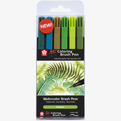Sakura Sakura Koi Coloring Brush Pen Set - Botanical - Pack of 6