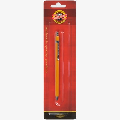 Koh-I-Noor 5201 Mechanical Clutch Leadholder - 2.0mm - Yellow with Clip (Blister of 1)