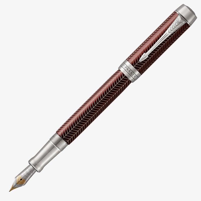 Parker Parker Duofold Prestige Fountain Pen - Centennial Burgundy Chevron Chrome Trim