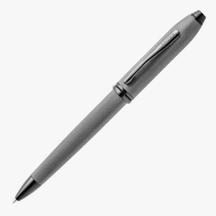 Cross Cross Townsend Ballpoint Pen - Slate Gray Engraved Diamond Pattern with Slate Gray Trim
