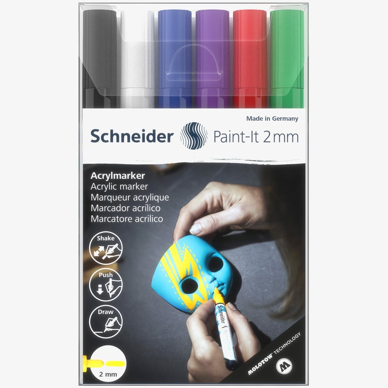 Schneider Schneider Paint-It 310 Acrylic Markers - 2mm - Set 1 (Pack of 6)