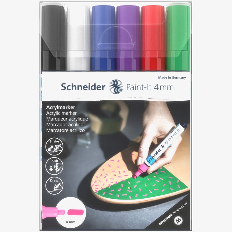 Schneider Schneider Paint-It 320 Acrylic Markers - 4mm - Set 1 (Pack of 6)