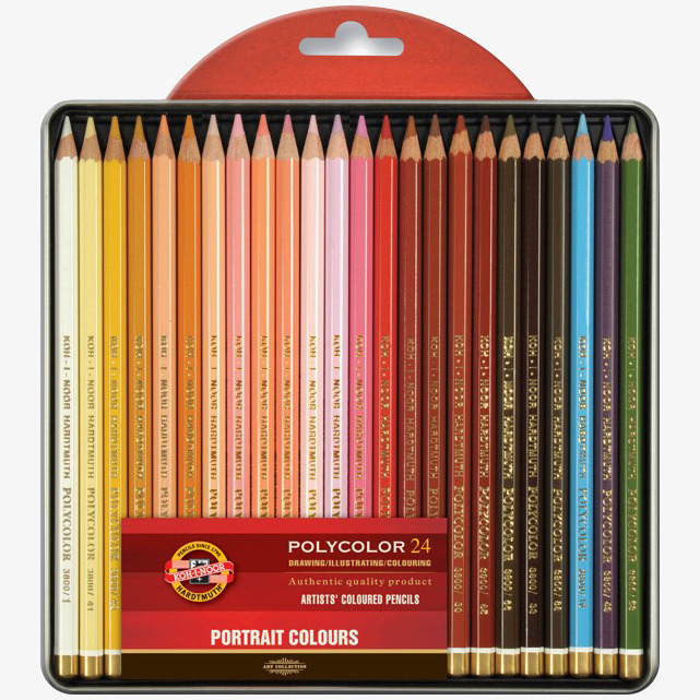Koh-I-Noor Koh-I-Noor 3824 Coloured Pencils - Assorted Portrait Colours (Blister Tin of 24)