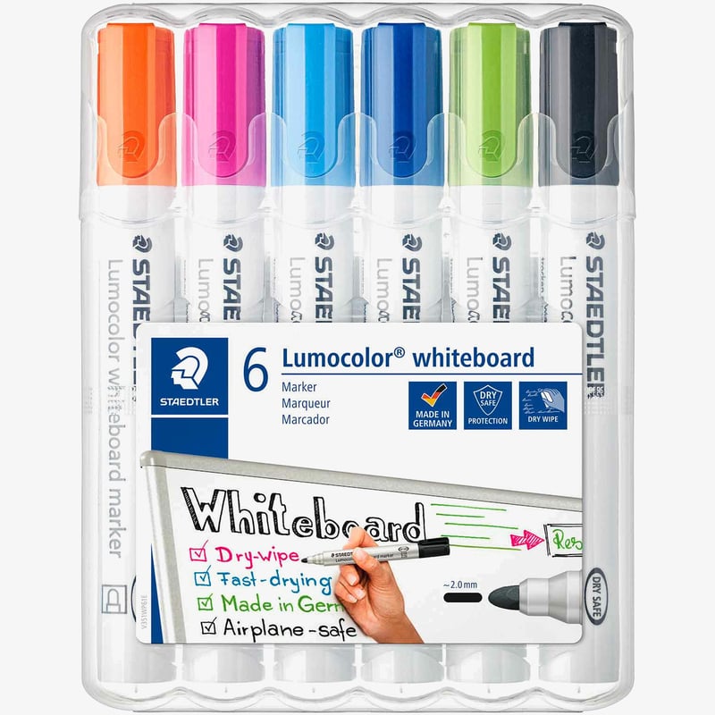 Staedtler Staedtler Lumocolor Whiteboard Markers - Bullet Tip - Fun Colours (Pack of 6)