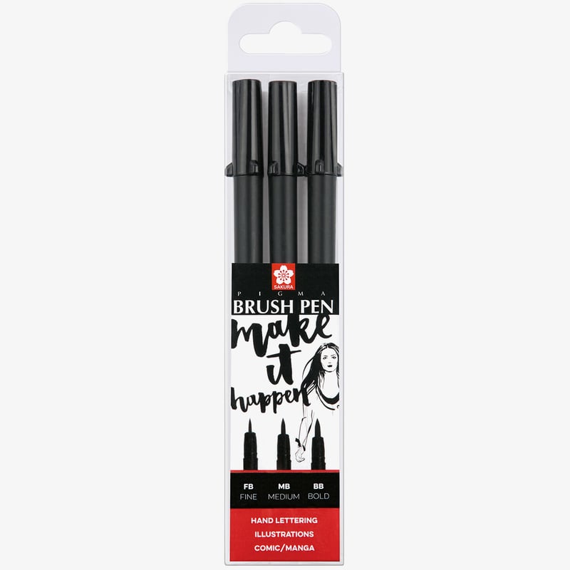 Sakura Sakura Pigma Brush Pens - Black (Pack of 3)