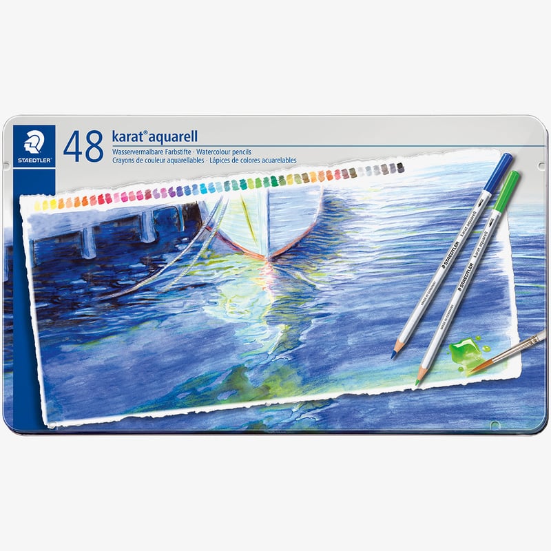 Staedtler Staedtler Karat Aquarell Watercolour Pencils - Assorted Colours (Tin of 48)