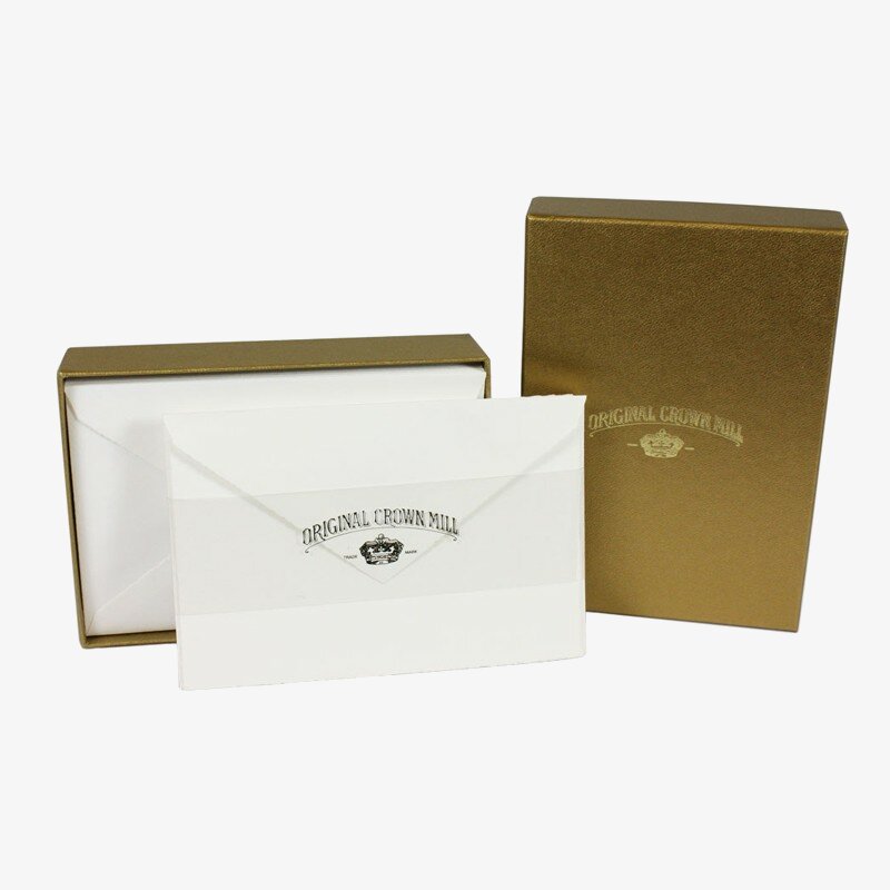 Crown Mill Crown Mill Golden Line 9.5x14.5 280gsm Set of 25 Cards and Envelopes - White