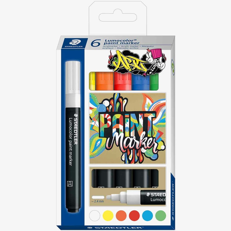 Staedtler Staedtler Lumocolor Paint Markers - Assorted Colours (Pack of 6)