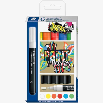 Staedtler Lumocolor Paint Markers - Assorted Colours (Pack of 6)