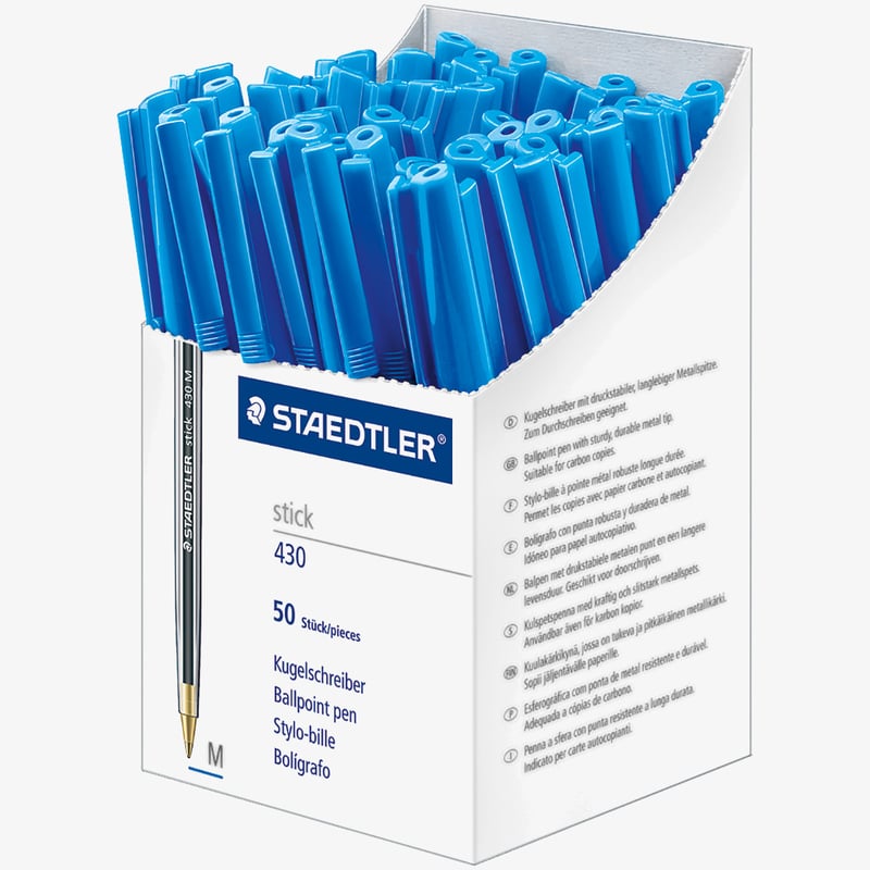 Staedtler Staedtler 430 Stick Ballpoint Pen - Medium - Blue - Box of 50