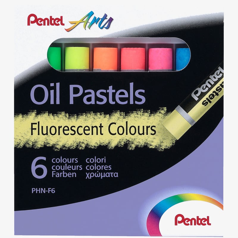Pentel Pentel Arts Oil Pastels - Assorted Fluorescent Colours (Pack of 6)