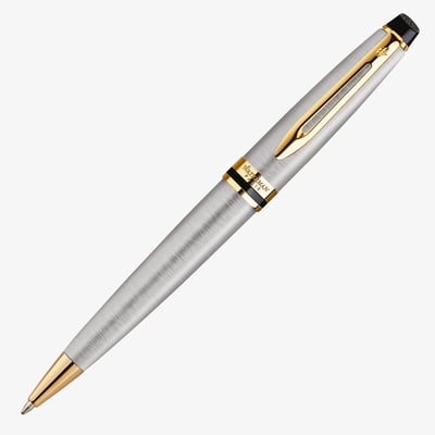 Waterman Expert Ballpoint Pen - Stainless Steel Gold Trim
