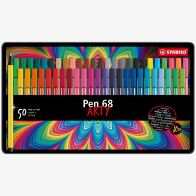 STABILO STABILO Pen 68 Fibre Tip Pen - ARTY -  Assorted Colours (Tin of 50)