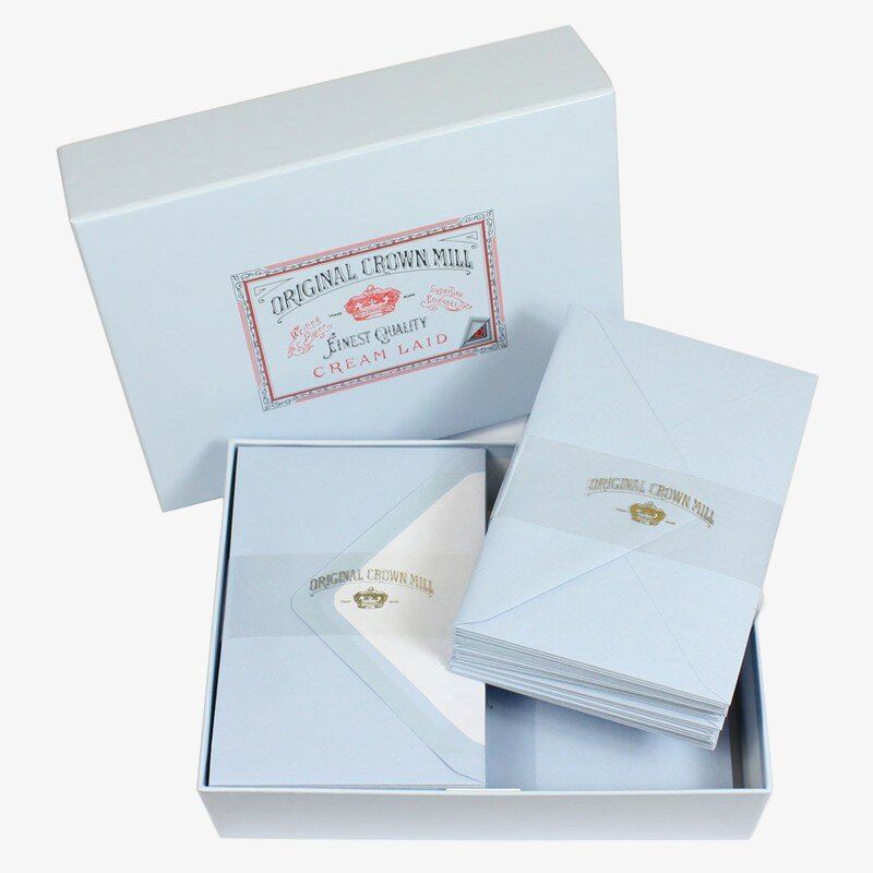 Crown Mill Crown Mill Luxury Box C6 Set of 100 Sheets and Envelopes - Blue