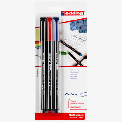 Edding Edding 1200 Fibre Tip Pens - Assorted Colours (Blister of 3)