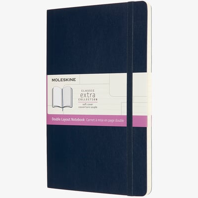 Moleskine Classic Extra Soft Cover Large Notebook - Ruled and Plain - Sapphire Blue