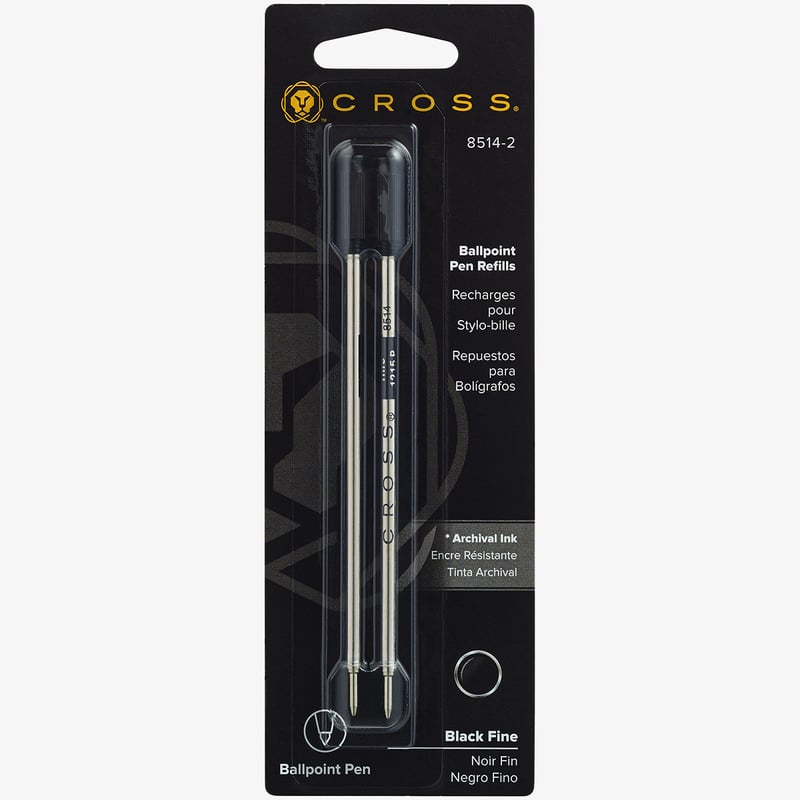 Cross Cross Ballpoint Refill - Black Fine (Blister of 2)