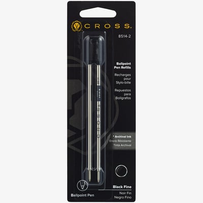 Cross Cross Ballpoint Refill - Black Fine (Blister of 2)