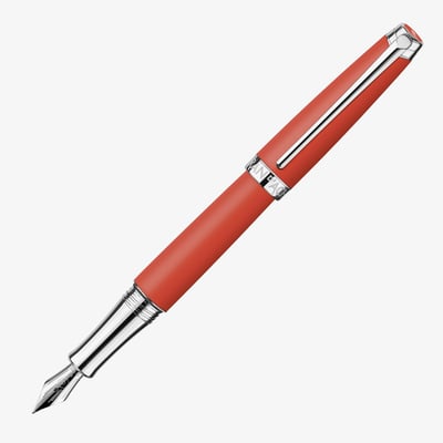 Caran d'Ache Léman Fountain Pen - Matte Coral Lacquer Rhodium Trim