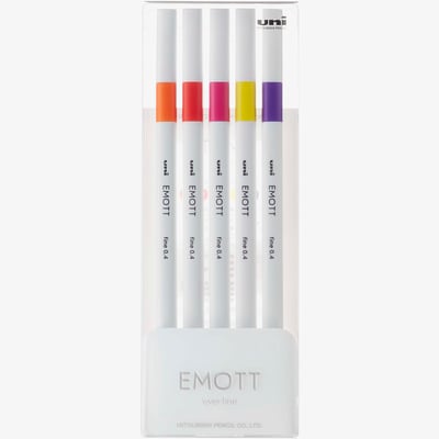 Uni-Ball PEM-SY Emott Fineliner Pens - Passion Colours (Pack of 5)