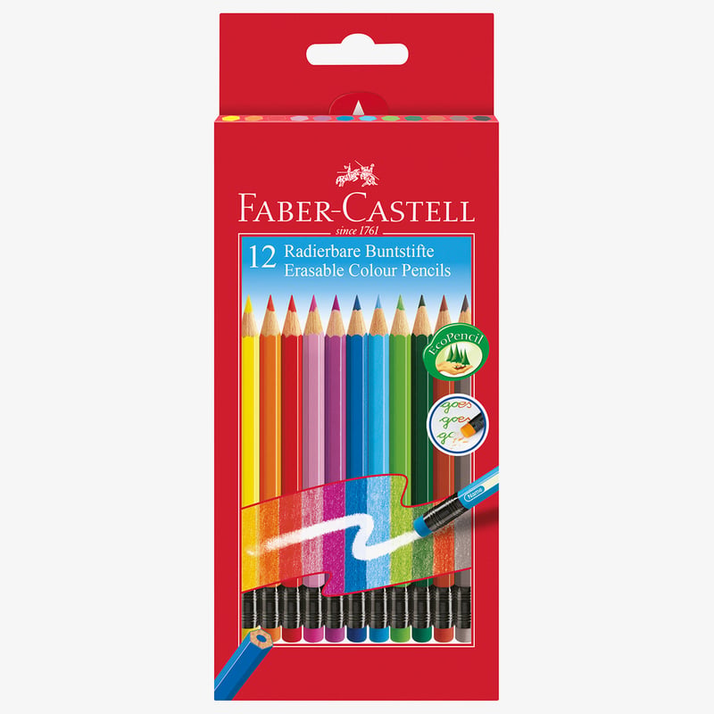 Faber-Castell Faber-Castell Erasable Colouring Pencils - Assorted Colours (Pack of 12)