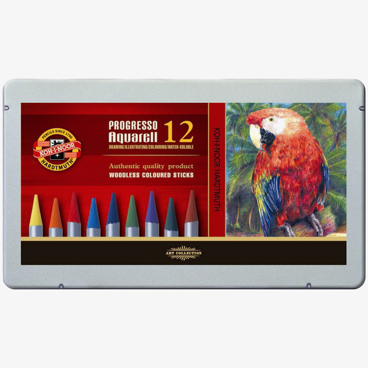 Koh-I-Noor Koh-I-Noor 8782 Woodless Aquarell Coloured Pencils - Assorted Colours (Tin of 12)
