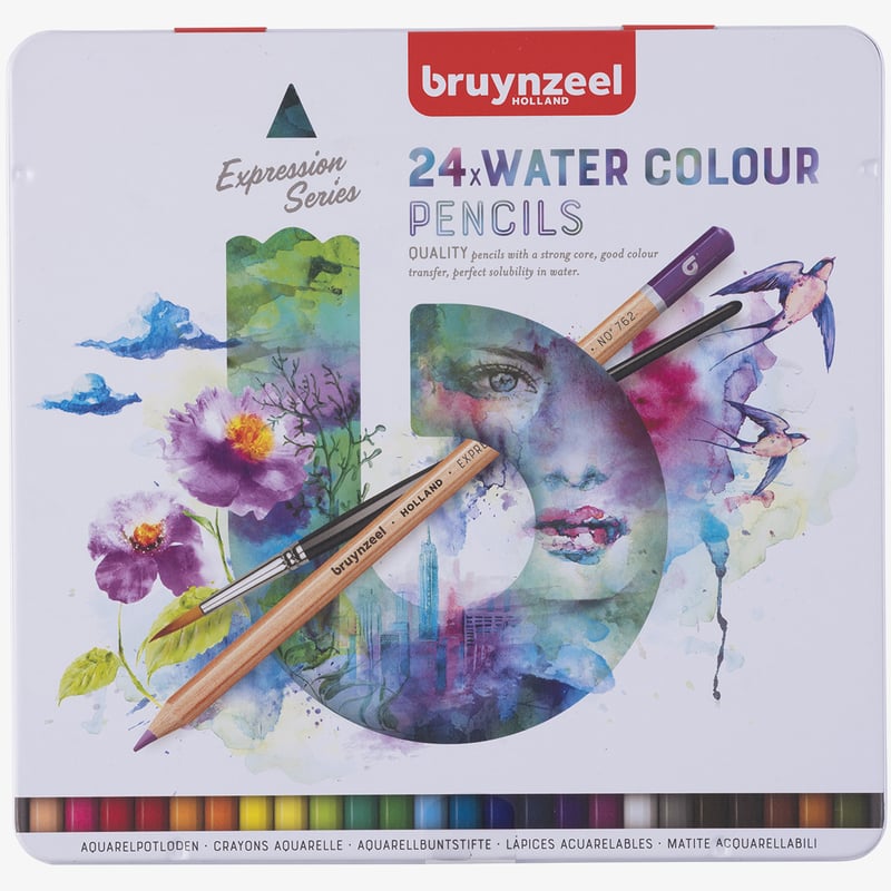 Bruynzeel Bruynzeel Expression Watercolour Pencils - Assorted Colours (Tin of 24)
