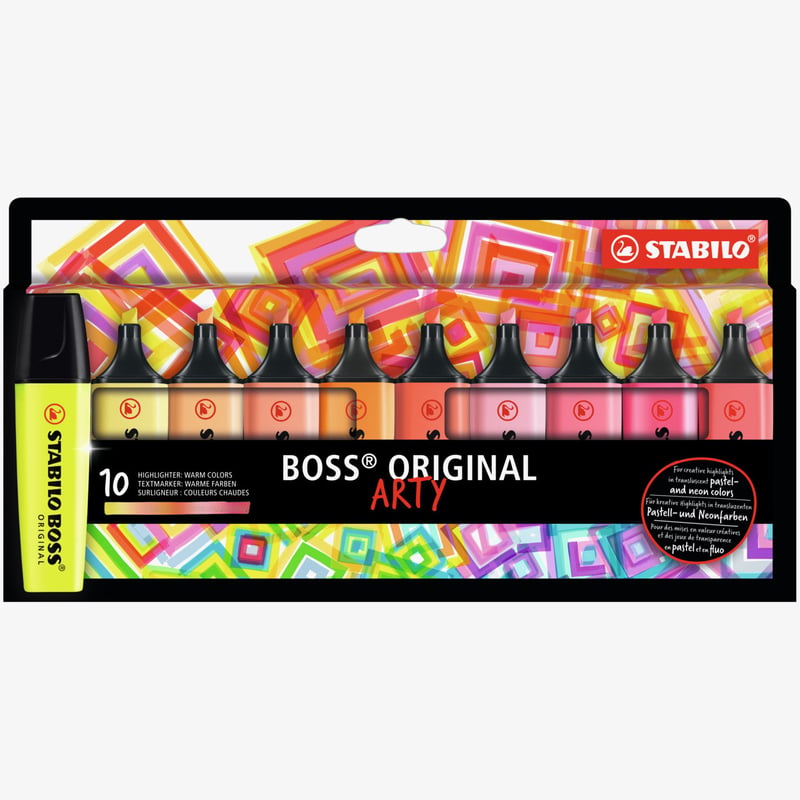 STABILO STABILO BOSS ORIGINAL ARTY Highlighter - Wallet of 10 - Warm Colours