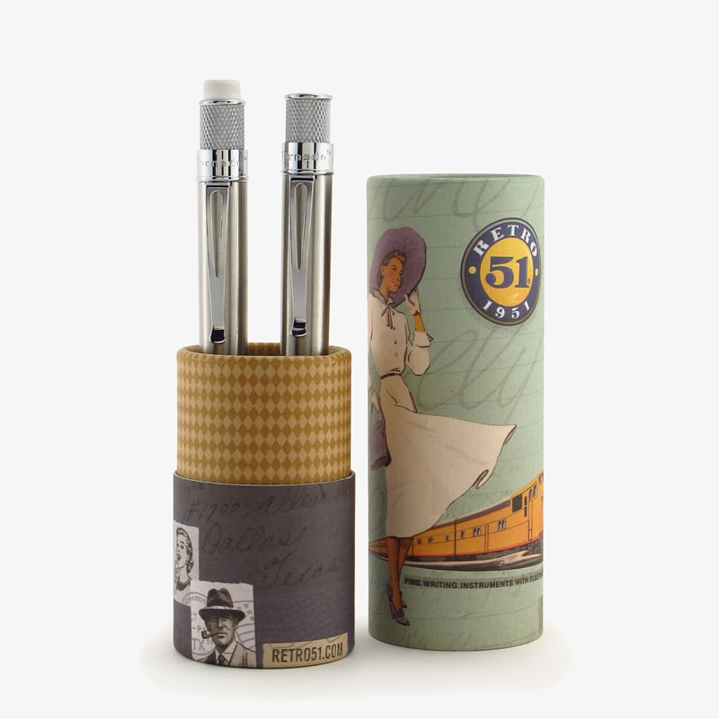 Retro 51 Retro 51 Rollerball & Pencil Set - Stainless
