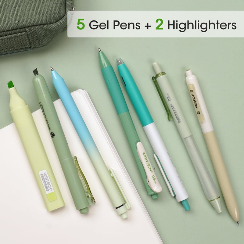 Writech Color Coded Writing Set - Green & Black (Box of 7)