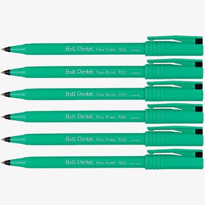 Pentel Recycled Capped Rollerball Pens - Black (Pack of 6)