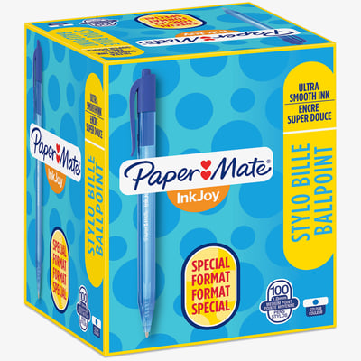Papermate Papermate Inkjoy 100 Retractable Ballpoint Pen - Medium - Blue (Box of 100)