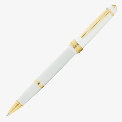 Cross Bailey Light Rollerball Pen - White Resin with Gold Plated Trim