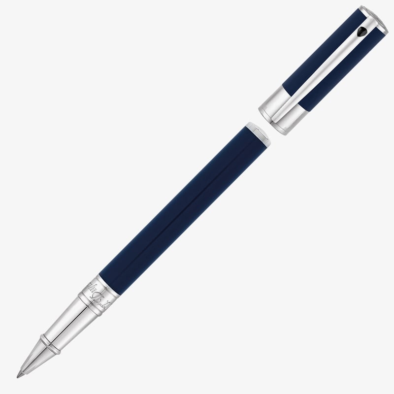 S.T. Dupont S.T. Dupont D-Initial Rollerball Pen - Blue & Chrome