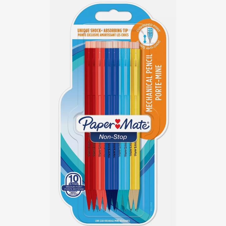 Papermate Papermate Sharpwriter Mechanical Pencil - 0.7mm - Assorted Neon Colours (Blister of 10)
