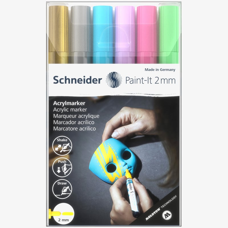 Schneider Schneider Paint-It 310 Acrylic Markers - 2mm - Set 2 (Pack of 6)